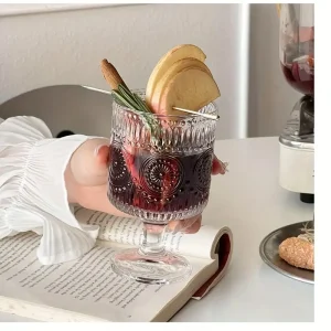 Vintage Embossed Glass Cups – Timeless Design for Events, 8 oz