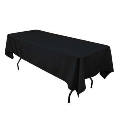 60 x 102 inch rectangular economy polyester tablecloth black