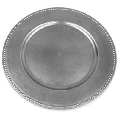 beaded charger plates silver