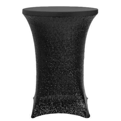 Glitz Sequin Spandex Cocktail Table Cover Black