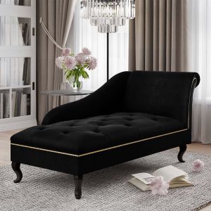 Velveteen Button Tufted Chaise Lounge