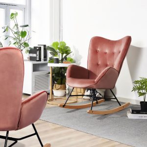 Rocking Accent Chair Pink Velvet (dusty pink)