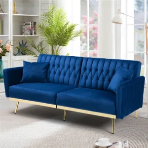Blue Velvet with gold sofa