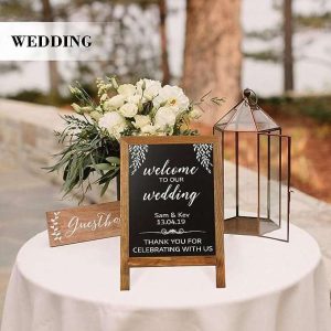 Chalkboard Sign with Stand, 9.5" x 14" Tabletop Wooden Framed