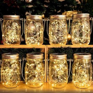 MASON JAR LIGHTS LANTERNS (8)