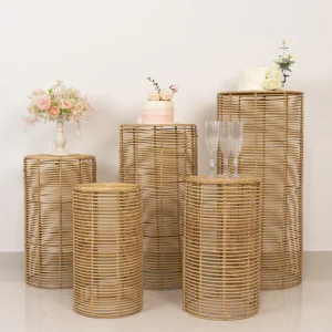 Natural Woven Rattan Pedestal Stand – Multiple Sizes Available