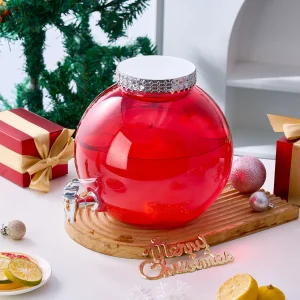 Holiday-Themed Glass Beverage Dispenser - 1.5 Gallon Capacity