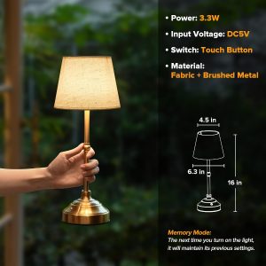 Gold Cordless Table Lamp