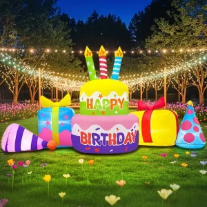 8FT Inflatable Happy Birthday Cake Display