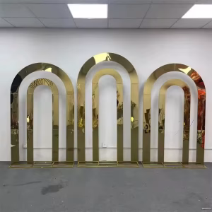 Stainless Steel Double Round Arch Set – 3-Piece Backdrop Stand
