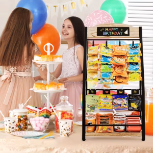 4-Tier Portable Snack & Chip Rack Display Stand