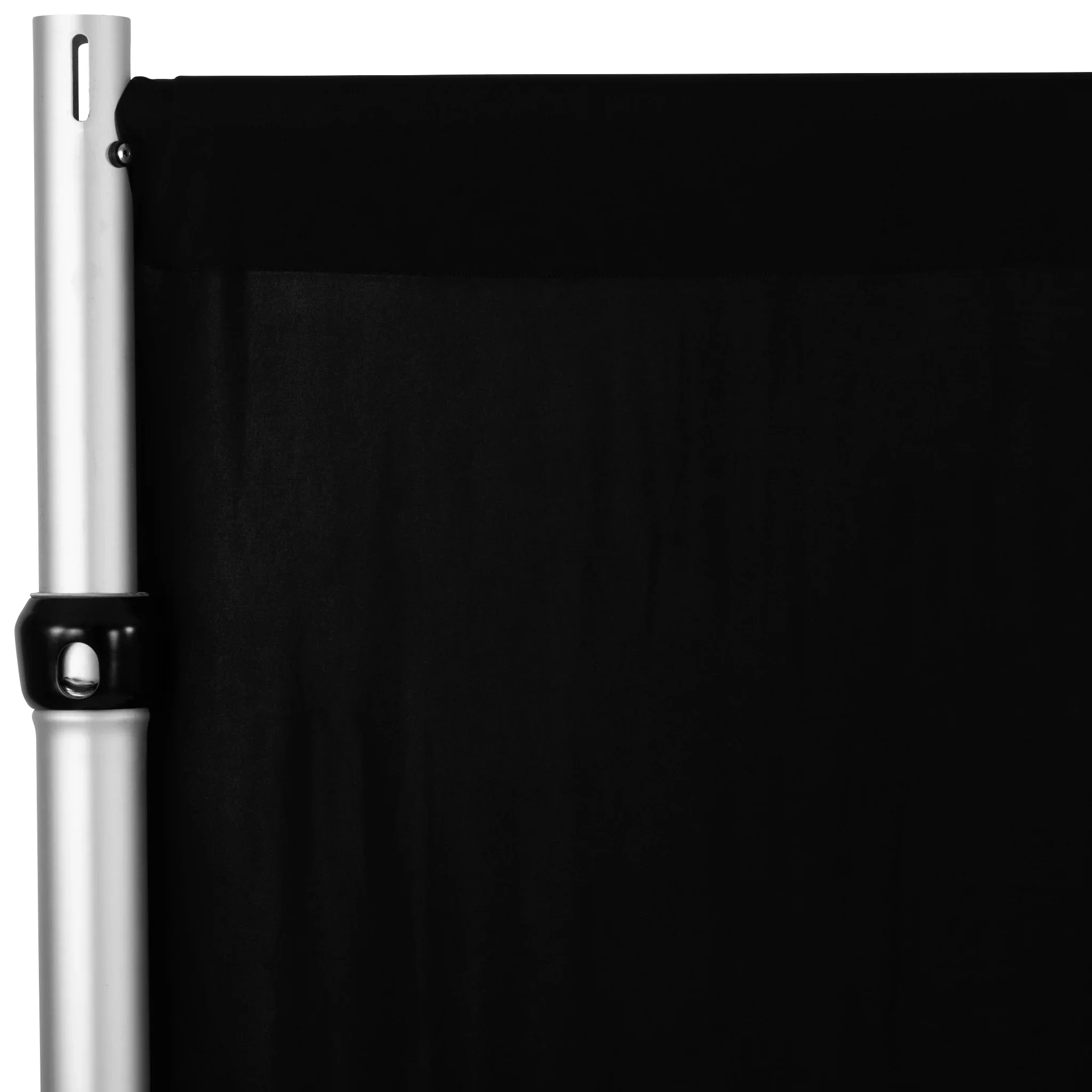 8′ × 10′ black spandex pipe-and-drape backdrop rental with freestanding frame