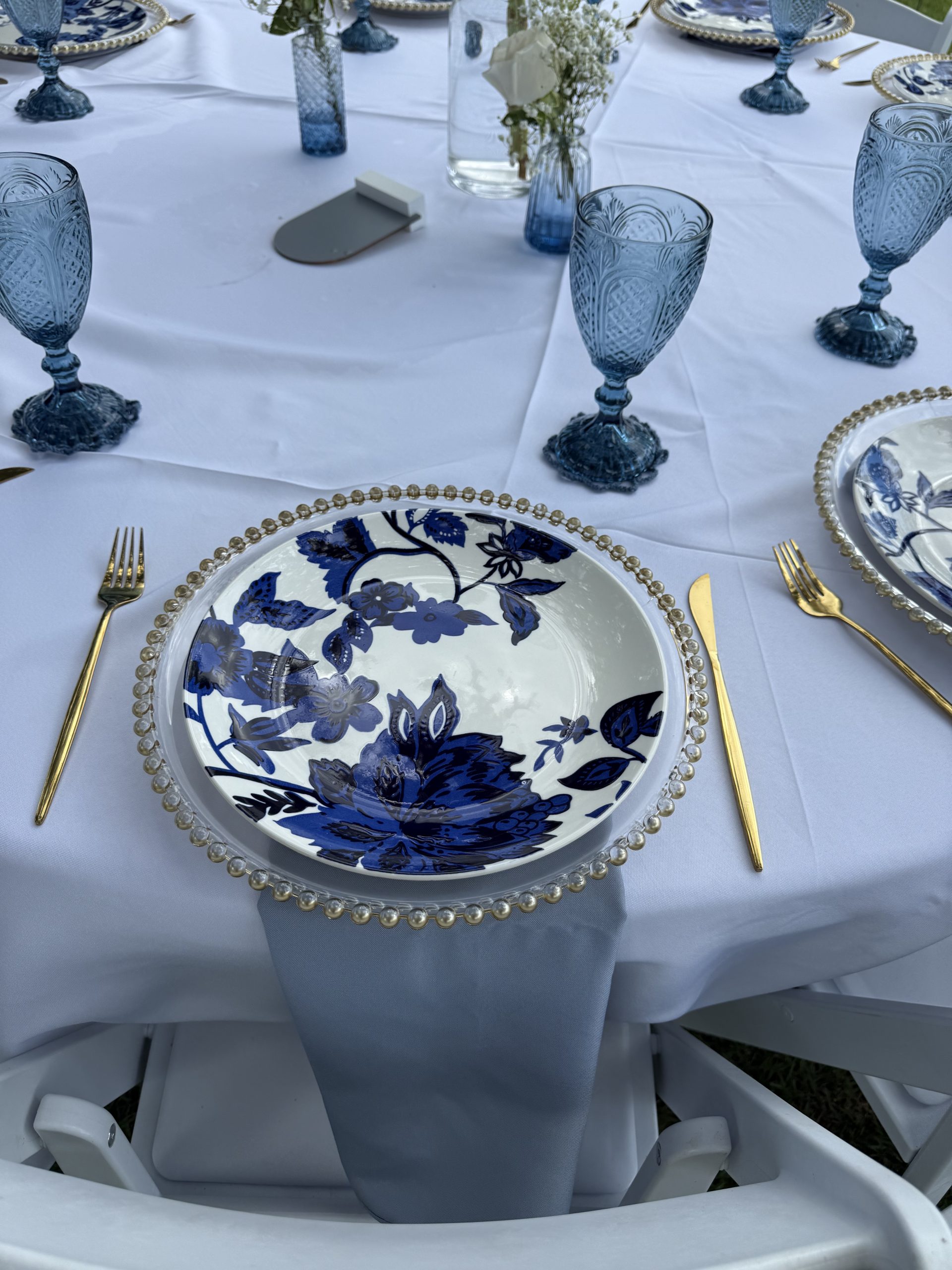 blue plate blue vintage glass