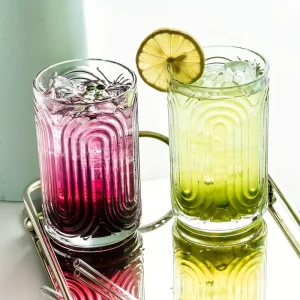 Art Deco Ripple Drinking Glasses – 14 oz