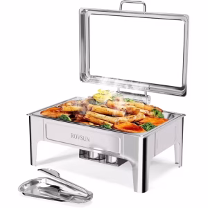9QT stainless steel roll-top chafing dish rental in Austin, TX for catering, parties, weddings, and buffet service.